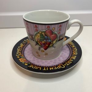 MARY ENGELBREIT 2003 ENESCO Christmas HEART Collectible Cup And Saucer
